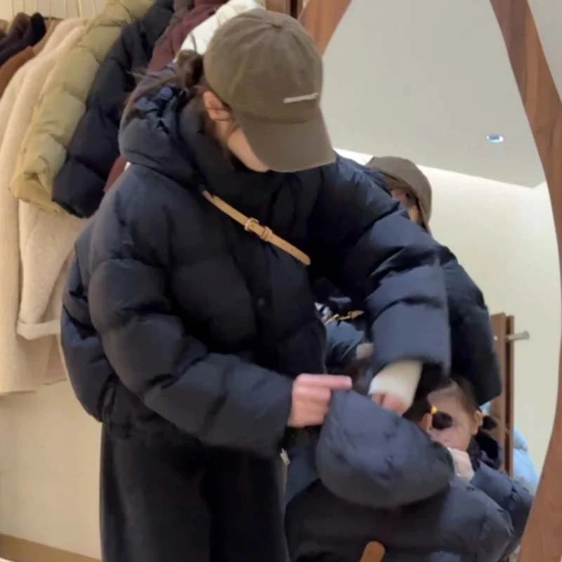 韩版宽松夹棉加厚保暖棉服女2026年秋冬季新款时尚百搭连帽外套潮