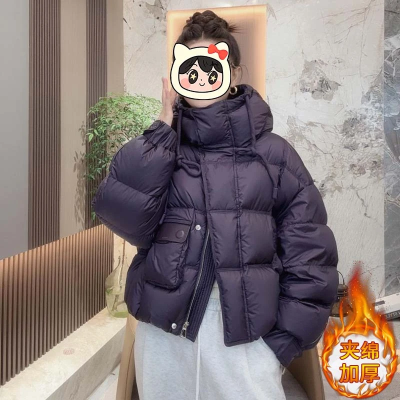 韩版休闲宽松加厚短款棉服女2025年秋冬季新款高端洋气纯色面包服