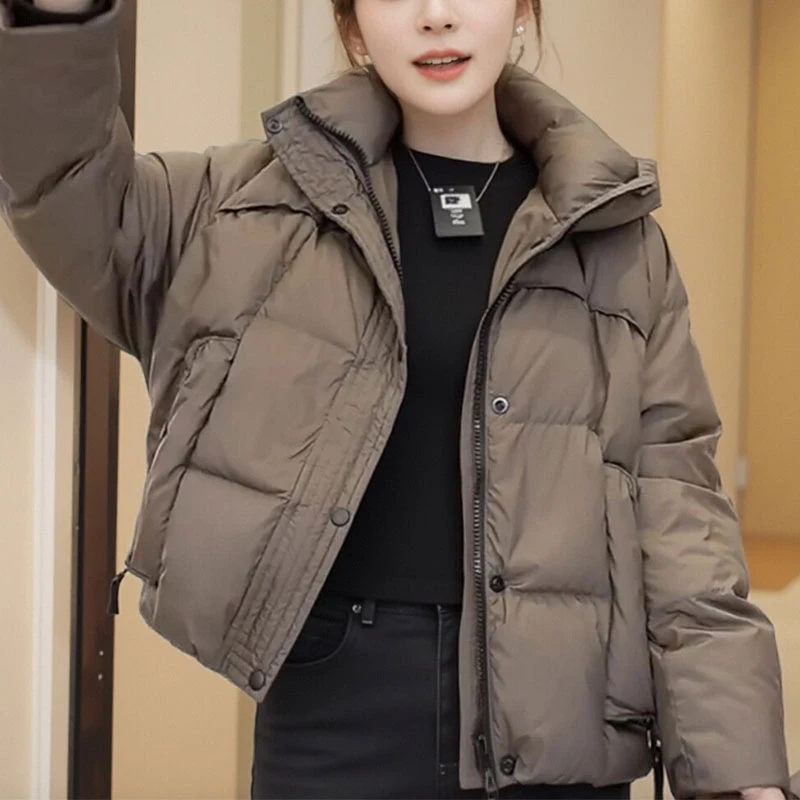 2025年秋冬新款小个子设计感连帽宽松百搭夹棉加厚韩版时尚面包服