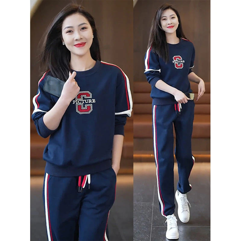 欧洲站时尚休闲运动套装女2025春秋季新款长袖卫衣束脚裤两件套潮