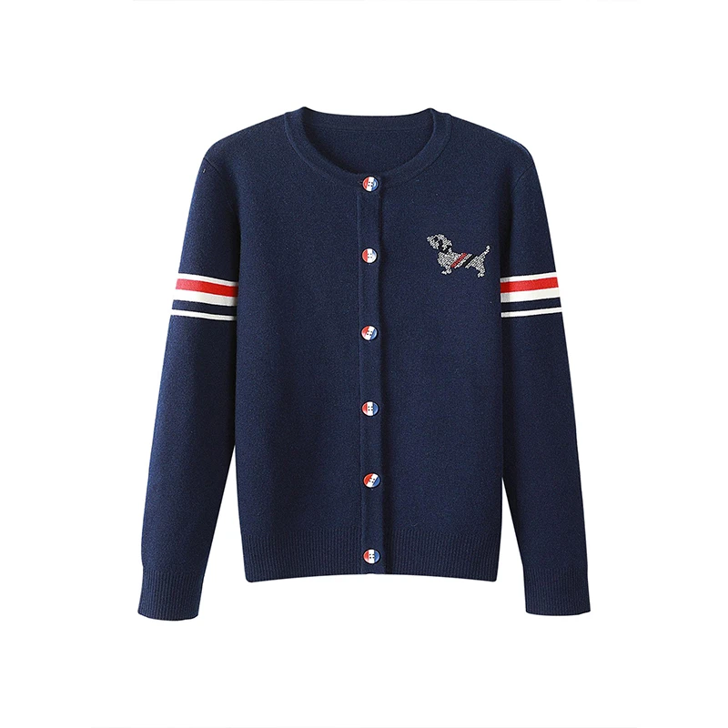 2025春秋季新款韩版撞色针织衫外套女高级感独特休闲长袖毛衣外搭