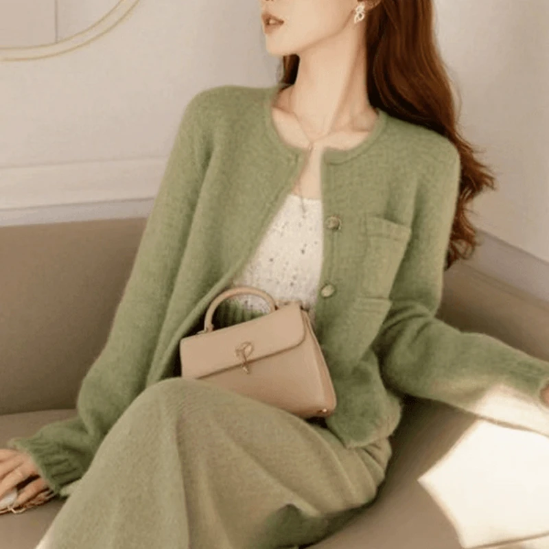 气质女神范小香风针织外套慵懒风裤子两件套秋季穿搭一整套高级感