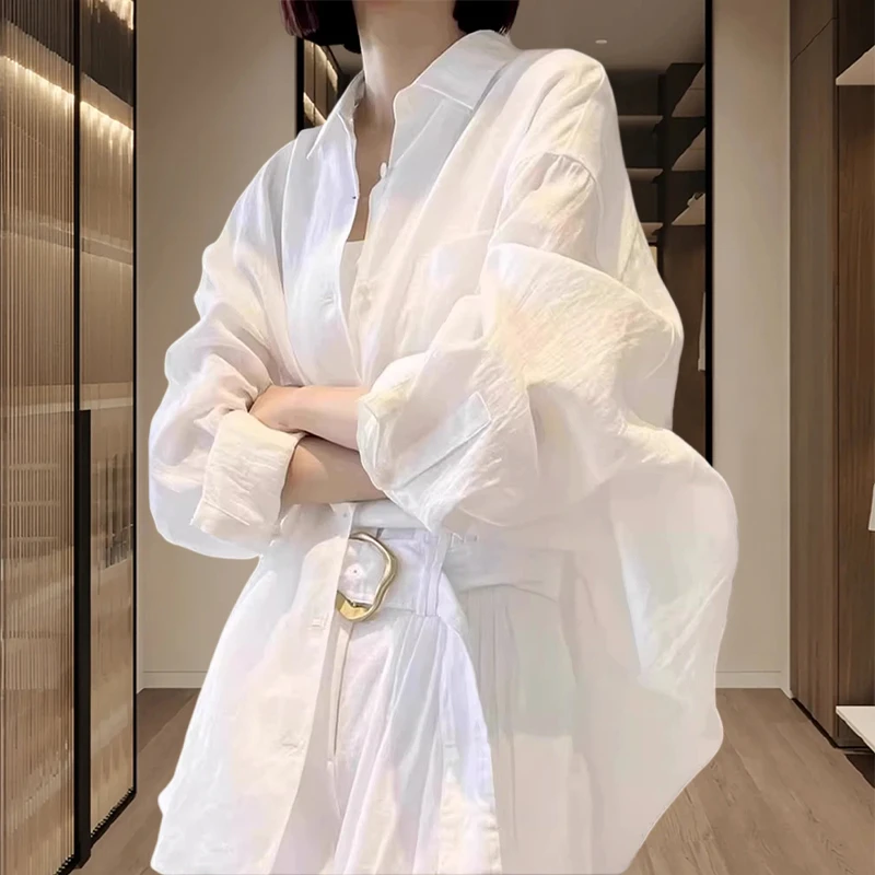 法式白色防晒衣长袖衬衫外套女夏季薄款开衫外搭衬衣开衫上衣夏季