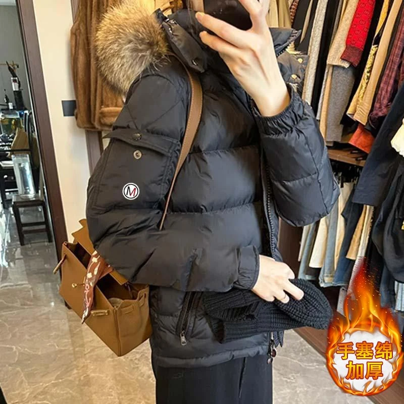 小个子高级洋气毛领连帽棉服女2024年秋冬季新款时尚百搭面包服潮