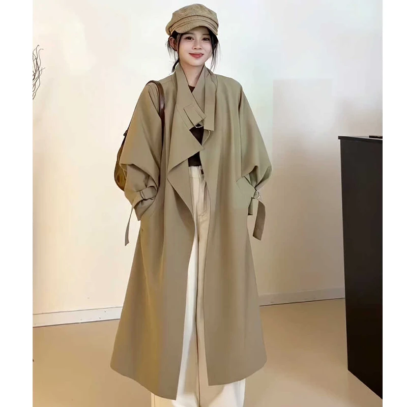 2025春秋新款宽松显瘦韩系中长款风衣英伦风高级轻奢女装显瘦外套