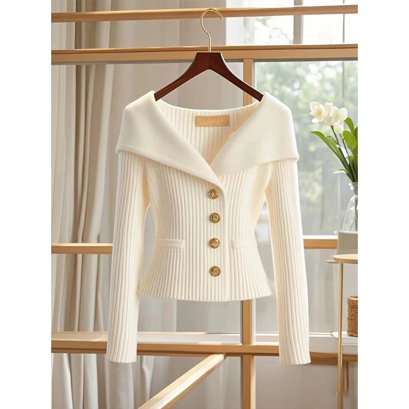 小香风洋气毛衣外套女2025春秋新款设计感小众气质收腰针织衫上衣
