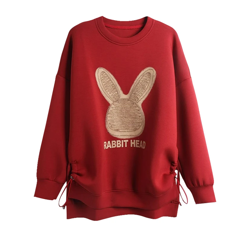 本命年红色卫衣女士加绒2023年秋冬季新款设计感长袖百搭宽松上衣