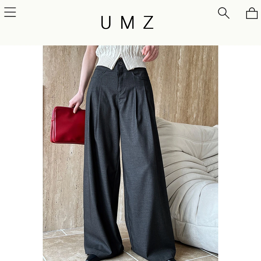 UMZ 高级感老钱垂感拖地西装裤高腰直筒阔腿休闲裤U24X20815