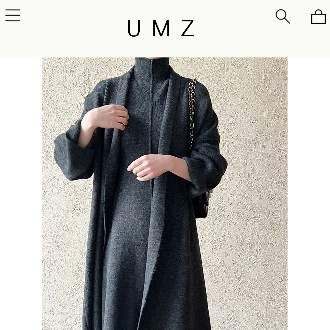 UMZ慵懒风开衫毛衣无袖高领连衣裙长款毛衣套装U24T21204