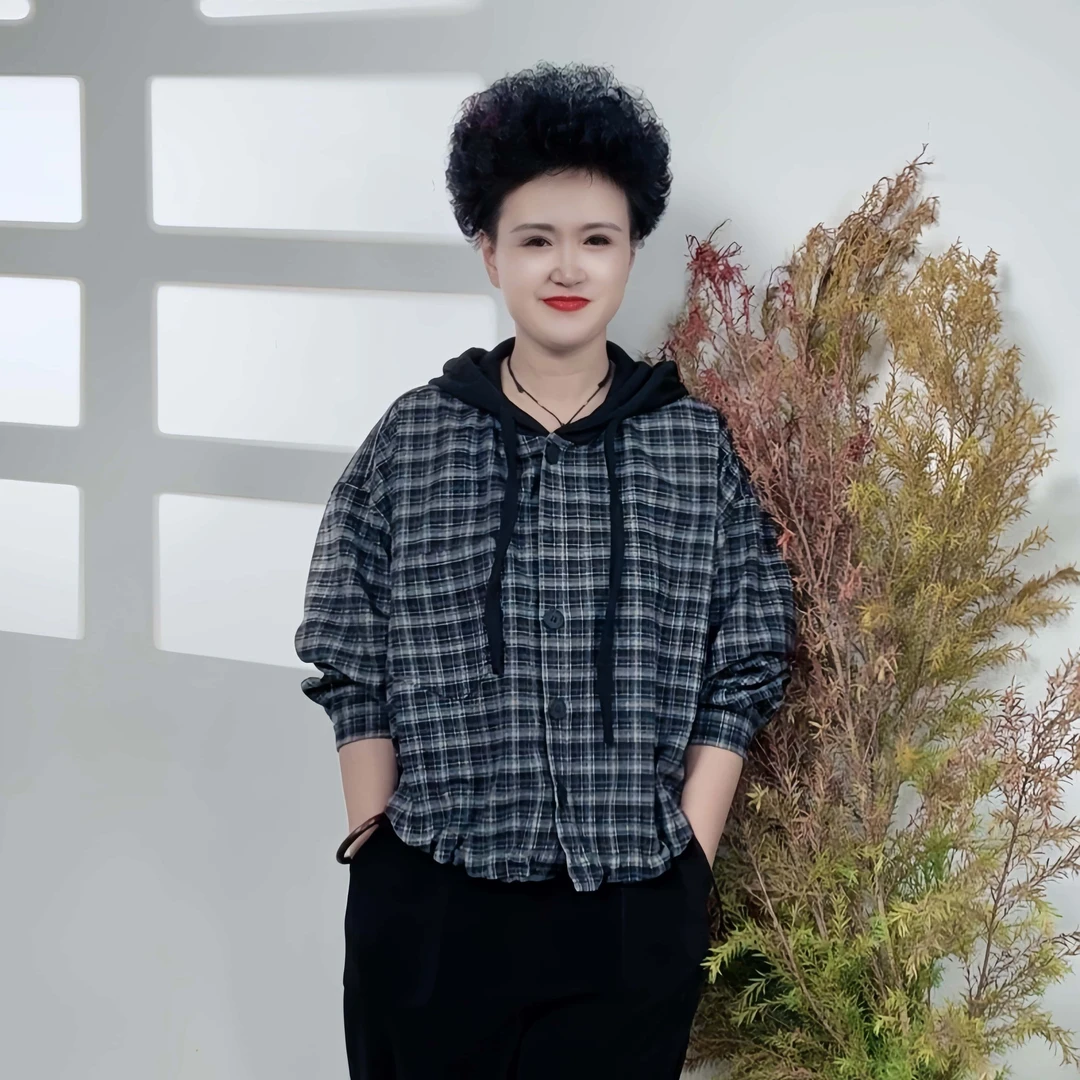 连帽格子长袖衬衫外套女春秋季2025年新款设计感小众别致宽松上衣