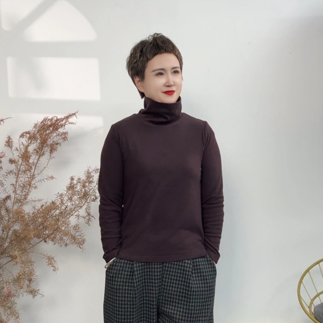 冬季韩版女士时尚半高领长袖T恤百搭休闲宽松显瘦打底卫衣女秋冬