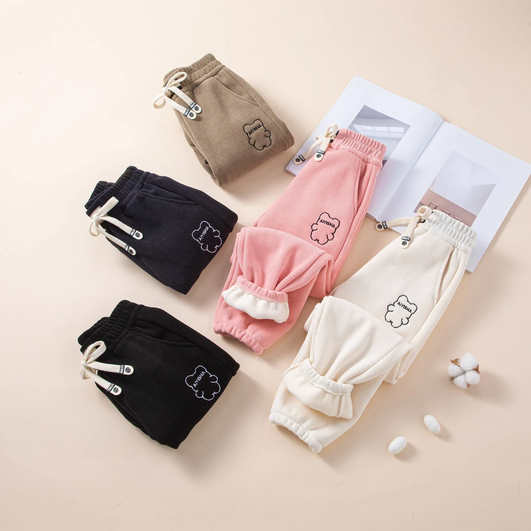 儿童裤子加绒加厚男女童冬季宽松休闲裤中大童运动裤洋气韩版卫裤