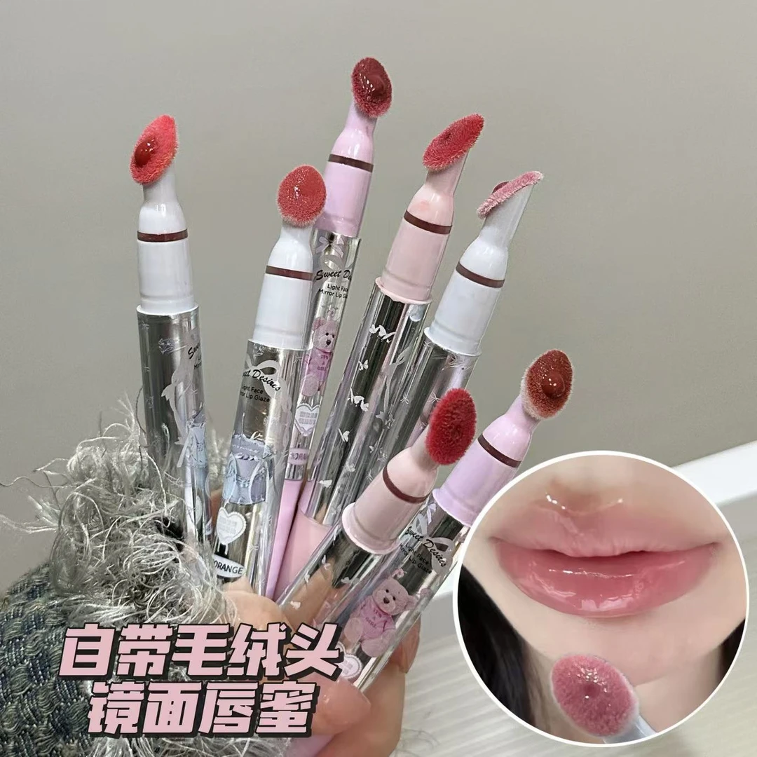 韩系白开水慵懒漫感~按压笔爱心唇蜜持久镜面水光口红不沾杯唇彩