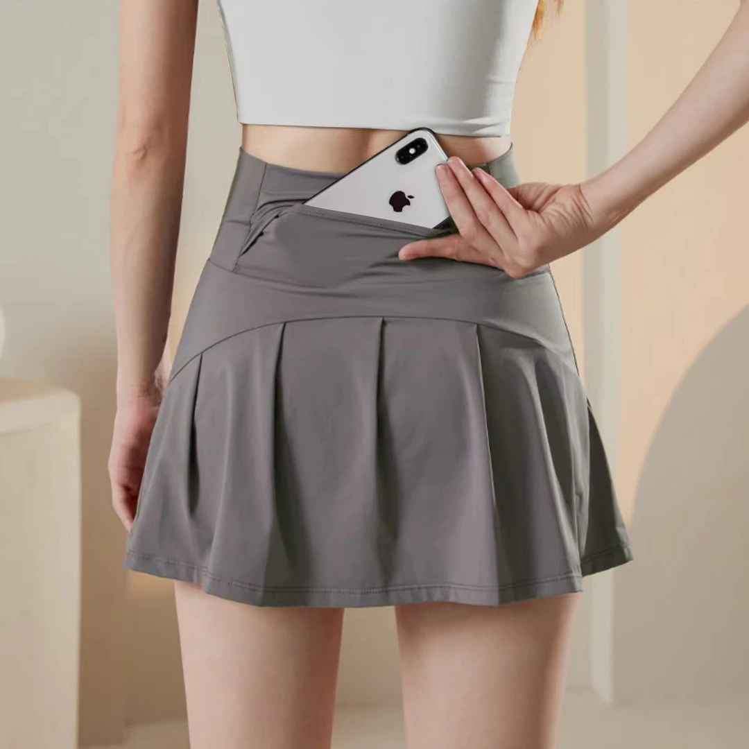 夏季防走光瑜伽短裙时尚高腰显瘦网球跑步秋季薄遮臀健身运动裙