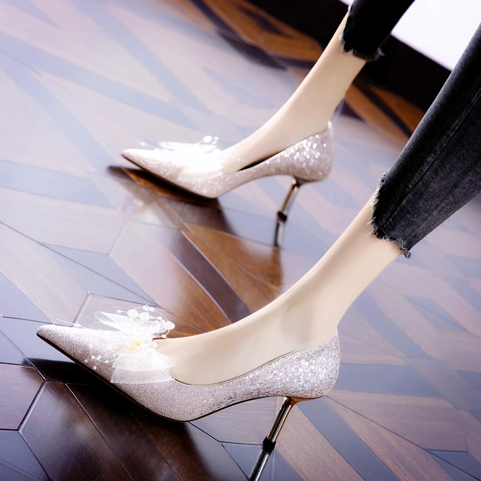 6CM[已开价]细跟单鞋女2024年蝴蝶结甜美尖头中高跟鞋SMAYD310222