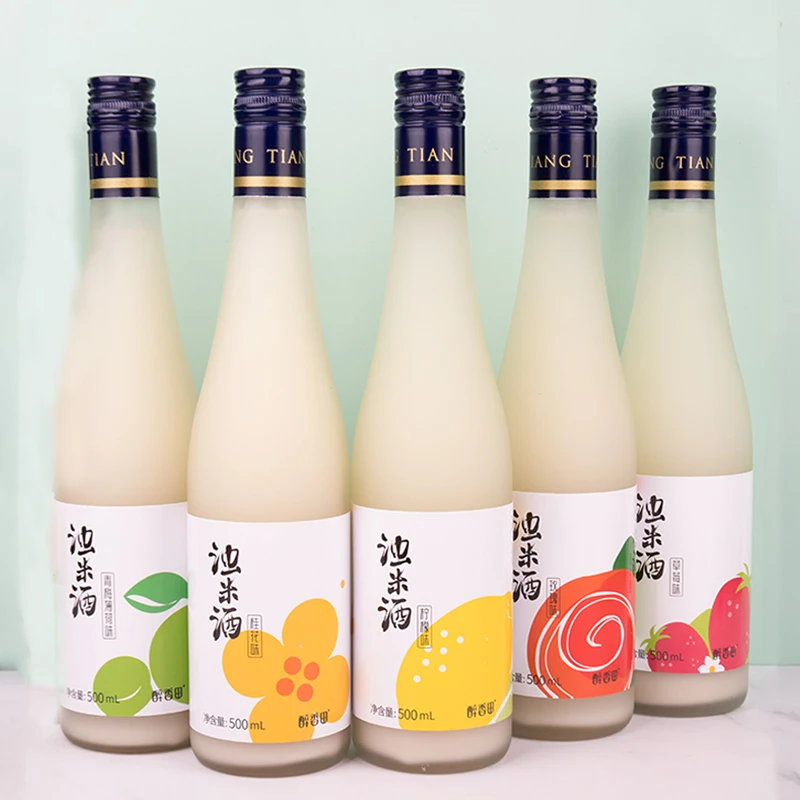 醉香田果酒低度学生果味米酒瓶装发酵浊米酒500ml甜酒微醺女士酒
