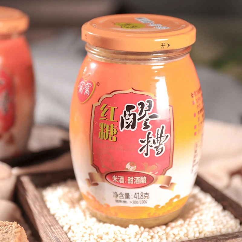 窝窝即食红糖醪糟418g传统小瓶玻璃瓶包装甜酒酿正宗罐装原味醪糟