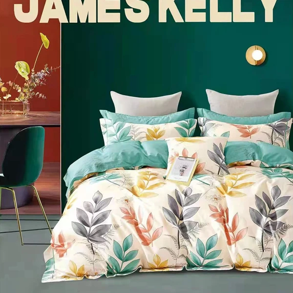 高支高密斜纹纯棉四件套1.5m1.8m床用套件时尚小清新舒适透气亲肤