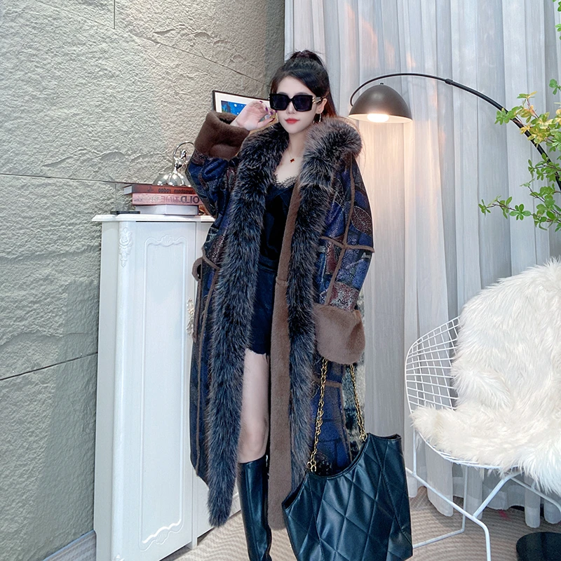 Bikamo/比卡陌2024年新款冬季时尚百搭气质仿真皮草外套P0169灰色