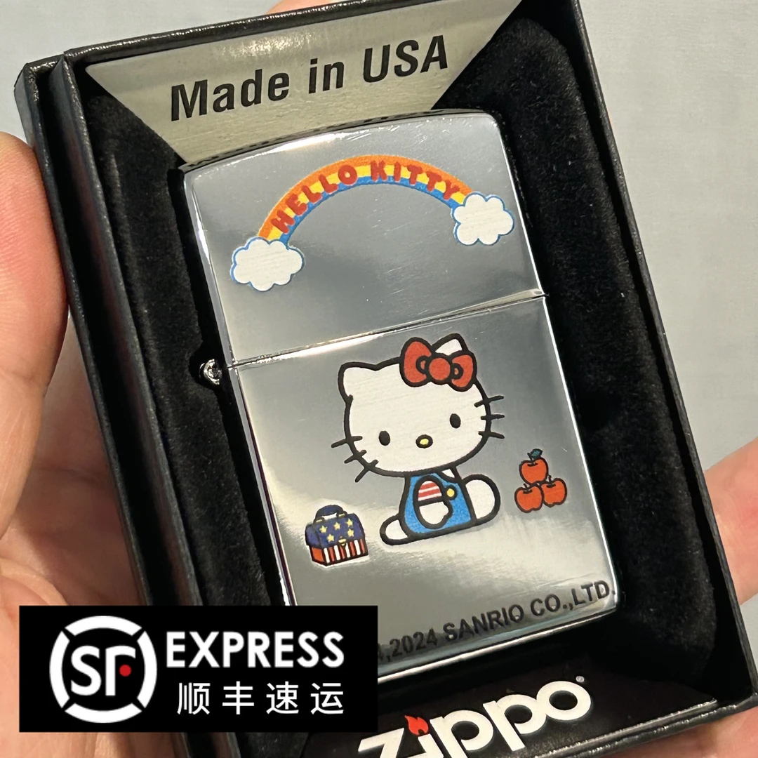 zippo正品打火机hellokitty猫镜面彩印送礼可爱卡通动漫DY8702CY