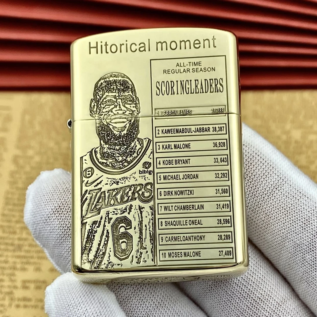 zippo打火机盔甲机纯铜镀铬篮球明星詹姆斯纪念版送礼收藏