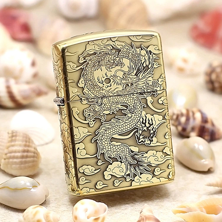 ZIPPO/之宝打火机原装纯铜盔甲精雕飞龙在天龙年男士个性DYH1X1