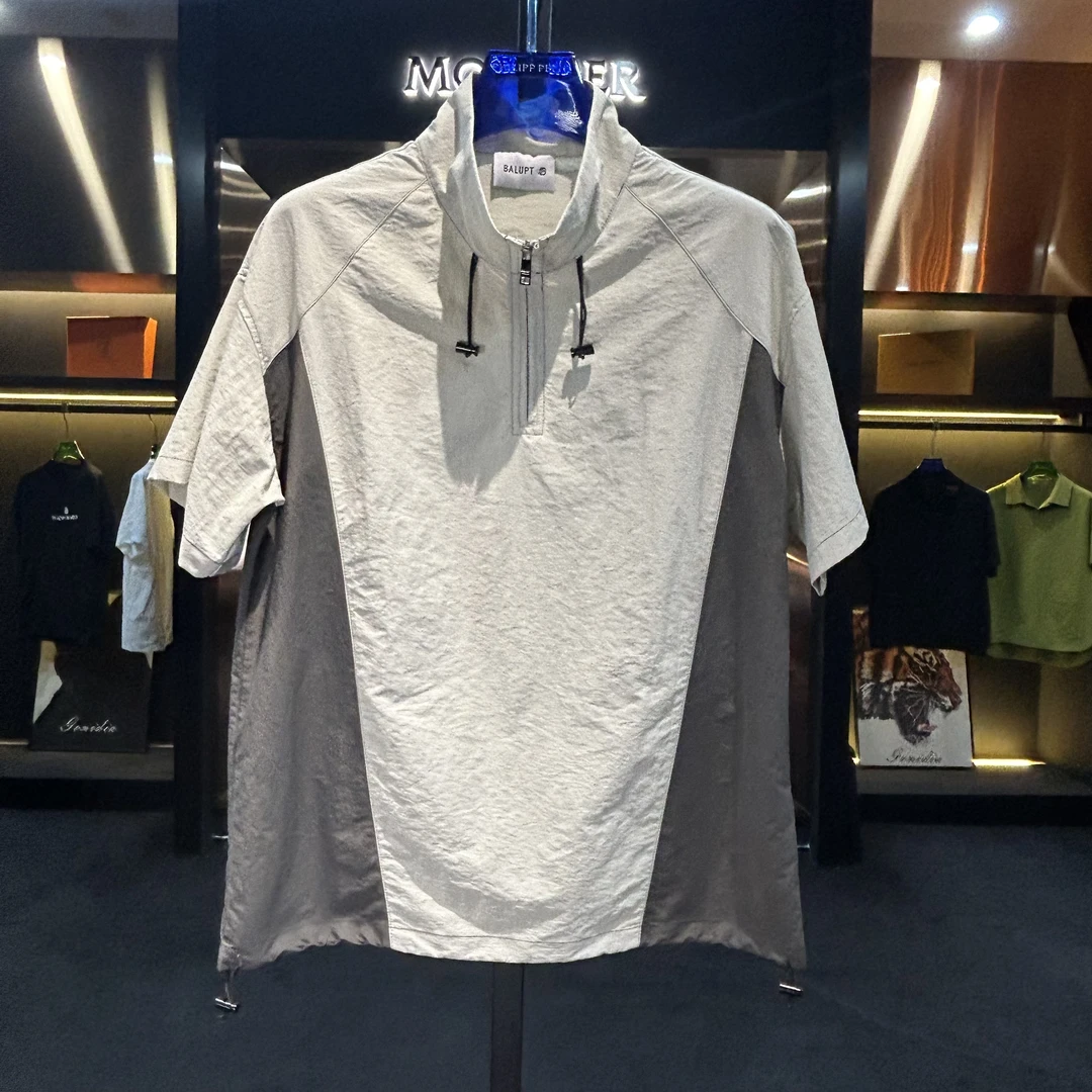 【S5205】男士运动时尚半袖休闲夏季透气速干拼接撞色潮流圆领