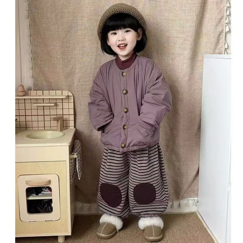 童装2025新款儿童复古中性加厚棉服日系中小童宝宝保暖加绒裤棉衣