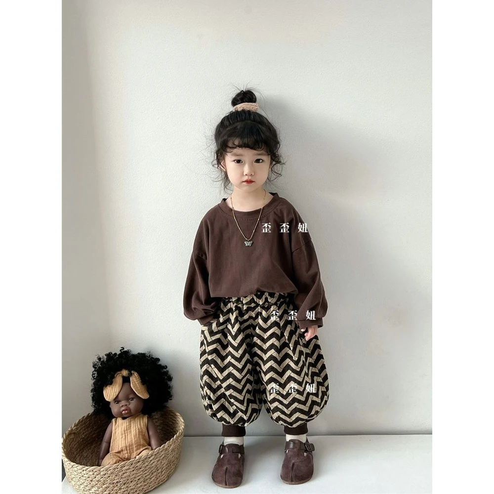 韩国童装儿童复古森系中性圆领小童长袖T恤日韩男女宝宝打底衫