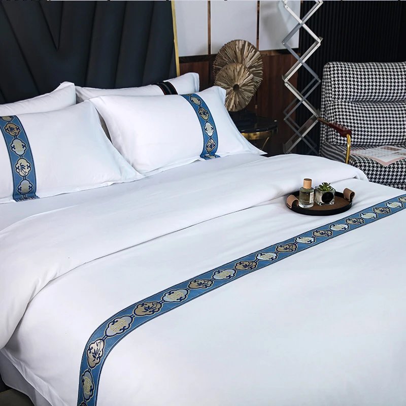 酒店专用床上用品四件套纯白色床单被套三件套宾馆民宿一整套全套