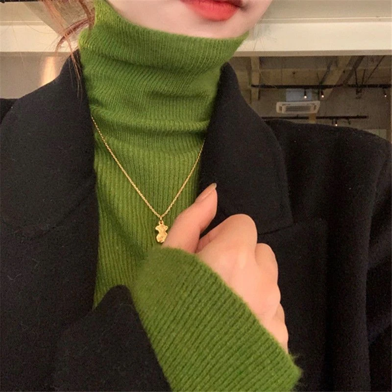 秋冬新款外穿高级设计感小众高领毛衣女西装内搭打底衫上衣针织衫
