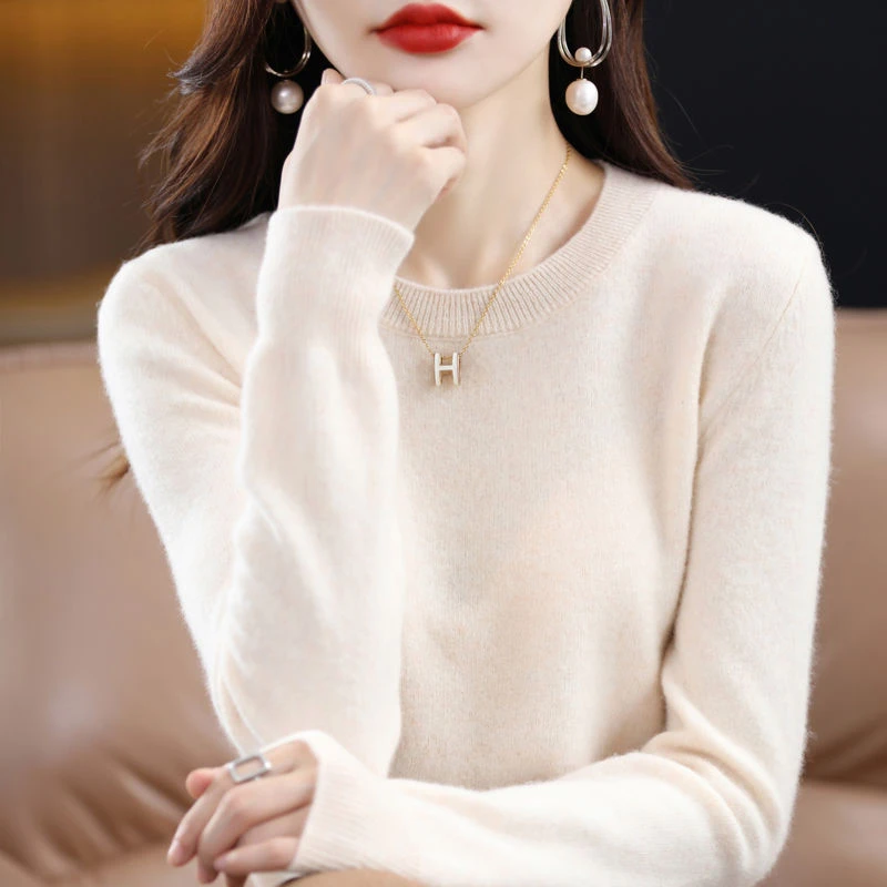 鄂尔多斯市针织衫女洋气减龄长袖上衣毛衣女宽松外穿慵懒风打底衫