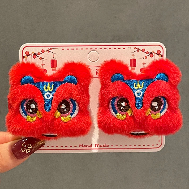 2024年秋冬流苏对夹发饰龙年女孩最新款国风毛绒可爱儿童蝴蝶新年