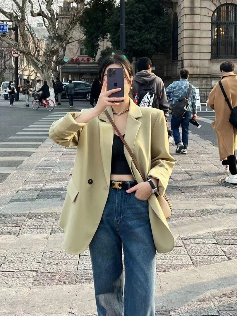 高级感韩版小西装外套女2024春秋新款宽松休闲百搭气质炸街西服