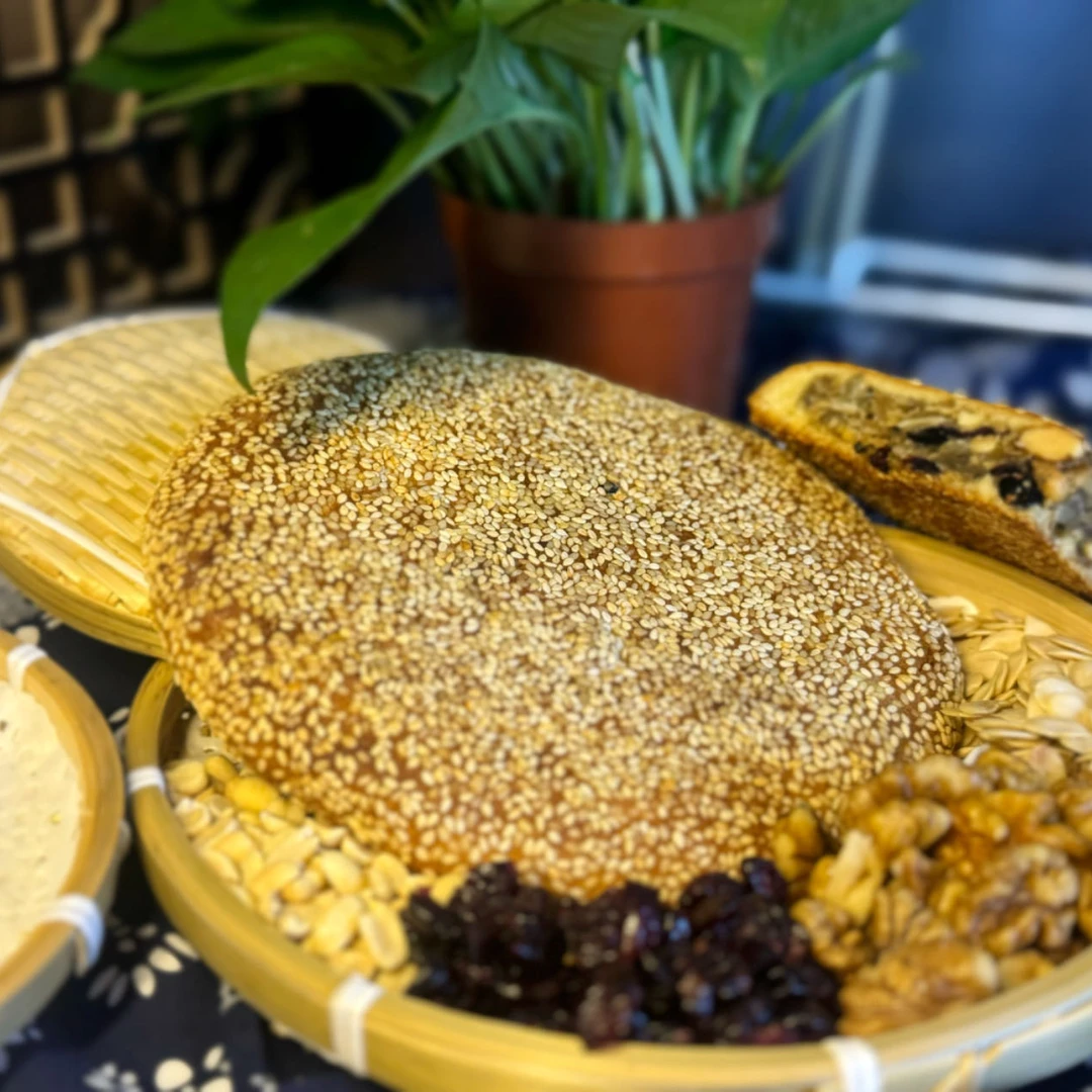 朱记和【五仁坚果饼】非遗手工柴火饼制作果木烤制坚果味老式糕点