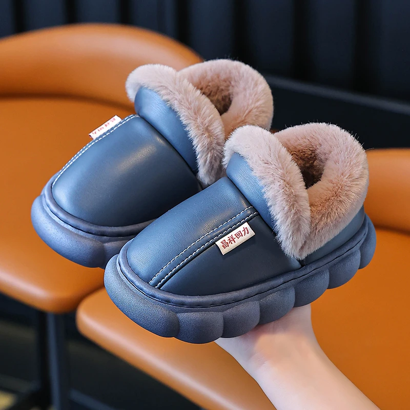新款秋冬季棉鞋男女童踩屎感厚底防滑室内家居冬天加绒保暖棉拖鞋