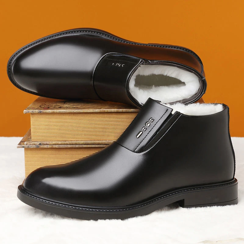 冬季男鞋新款加棉透气防滑雪地靴棉鞋 英伦休闲厚底爸爸鞋