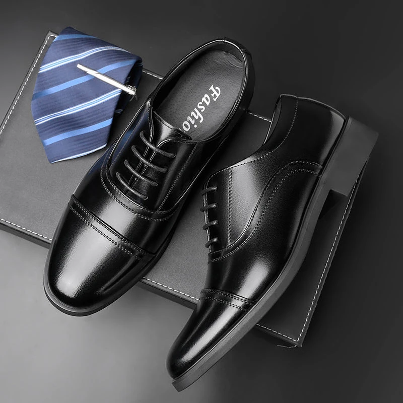 【厂家直销】男士新款系带商务正装皮鞋 透气软底防滑三接头休闲鞋