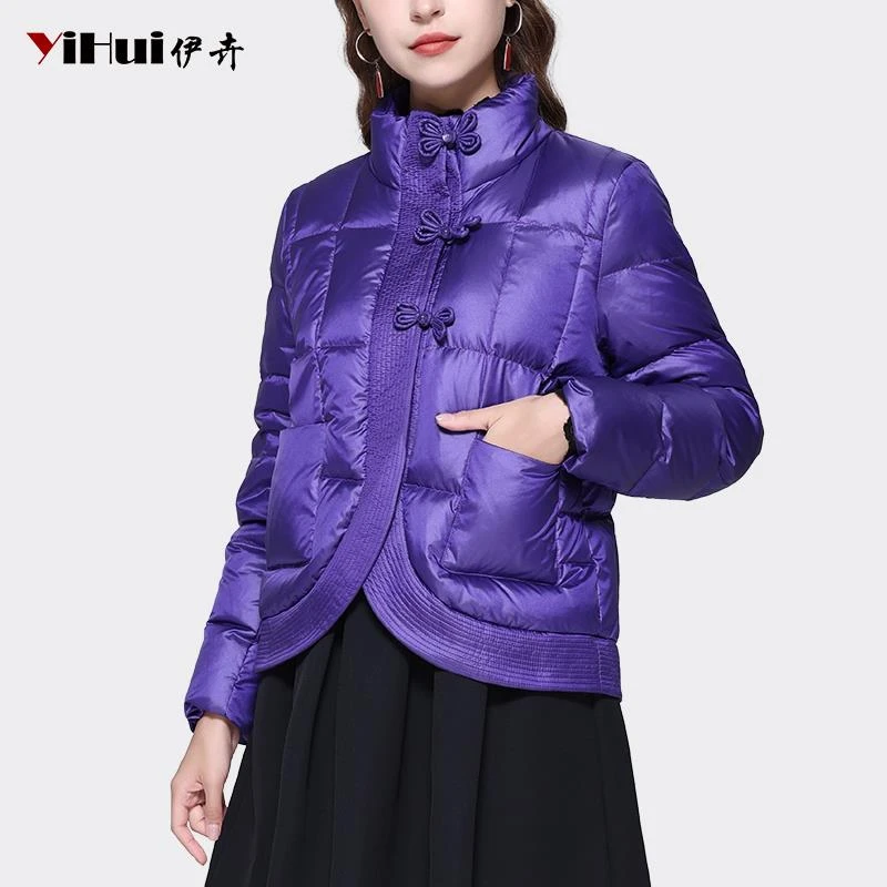 YIHUI伊卉羽绒服女短款外套中式国风白鸭绒WG230851