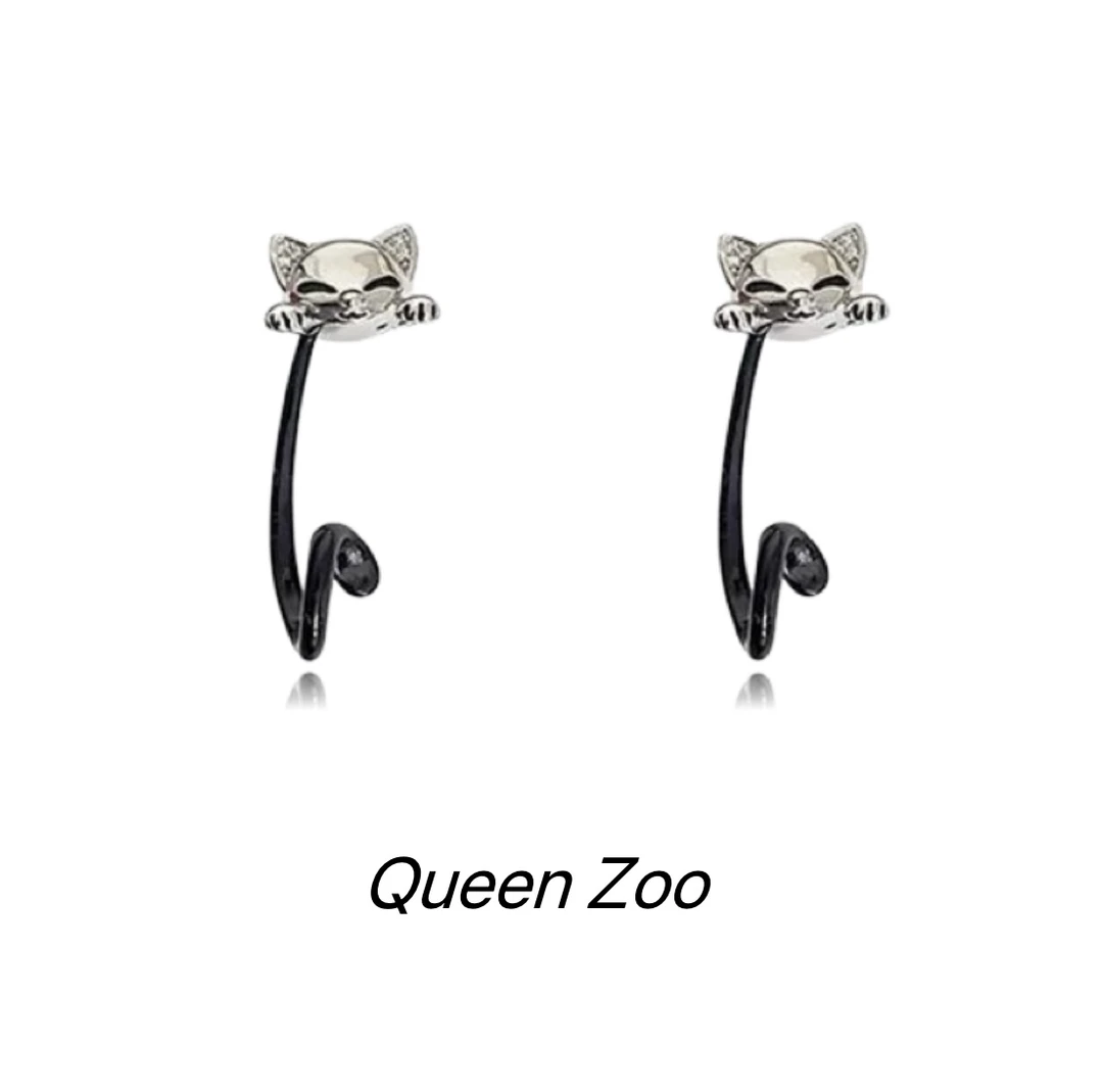 铜合金耳饰 1206网红可爱猫咪耳钉甜酷简约百搭时尚个性暗黑ins