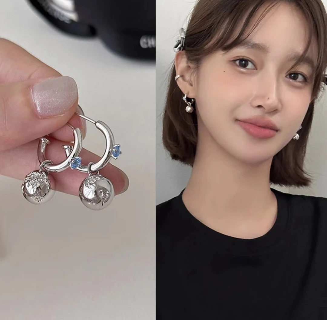 铜合金仿水晶耳饰 D017韩系简约独特耳钉小众设计感个性