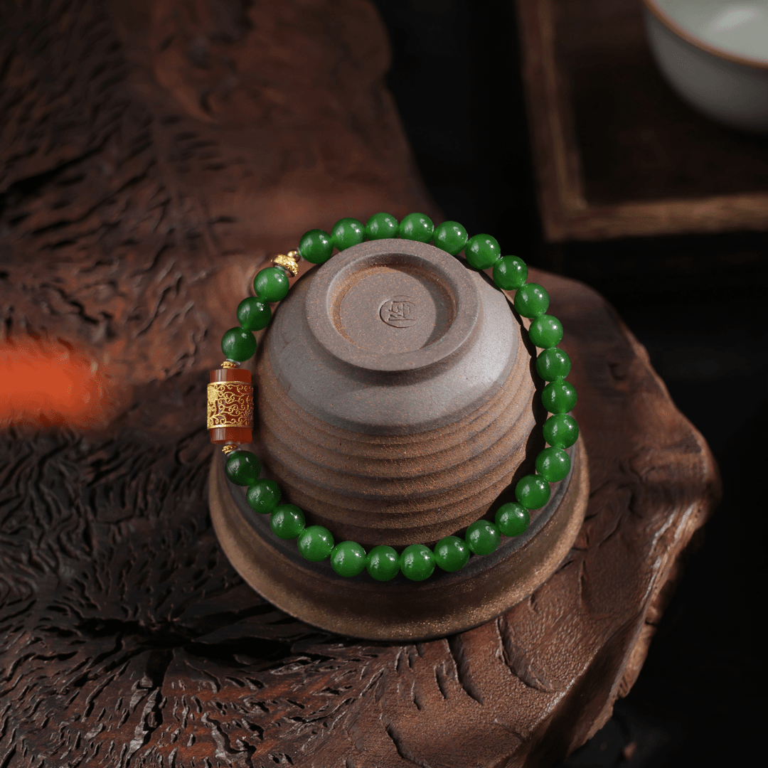 【本真臻选】独立设计和田玉碧玉手串-010529