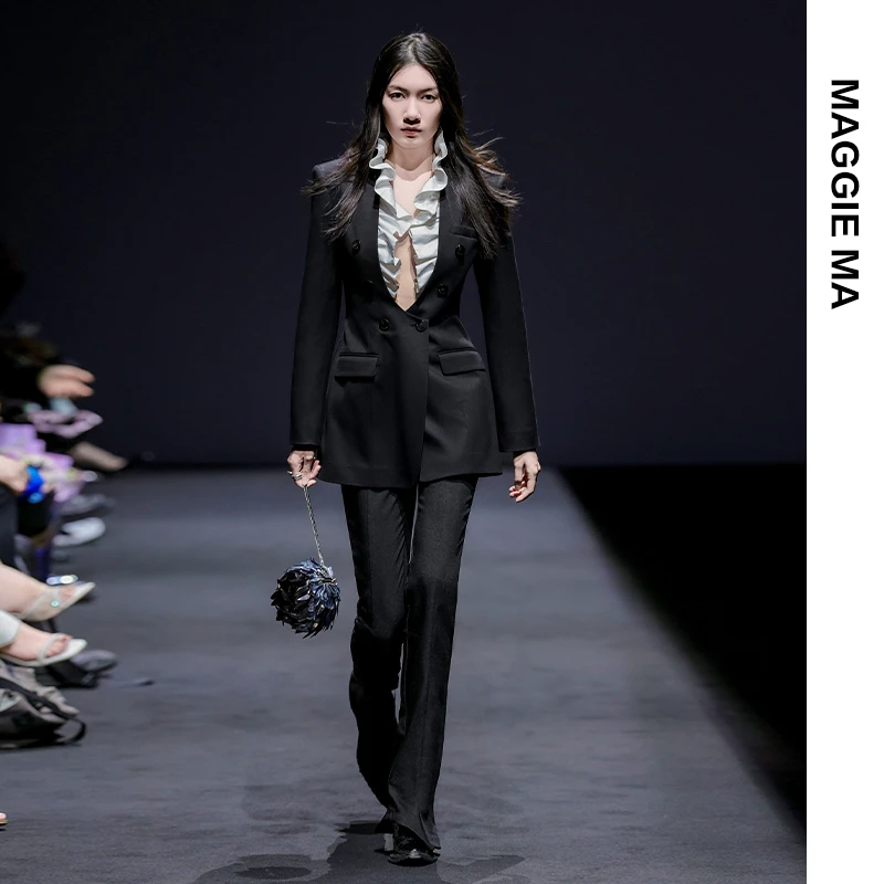 MAGGIE MA马婧设计师款气质女神高级感木耳边西装套装745C/746P