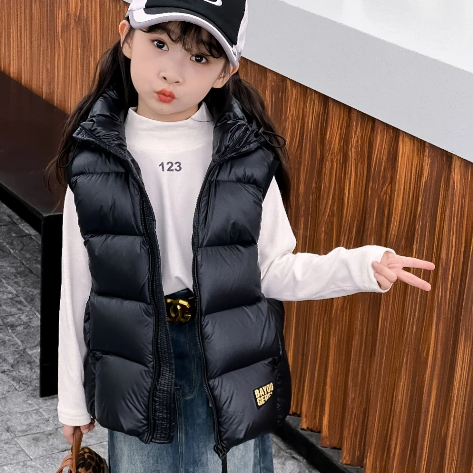 新款黑金儿童羽绒服厚男女宝宝中大童连帽保暖新国标绒子90马甲