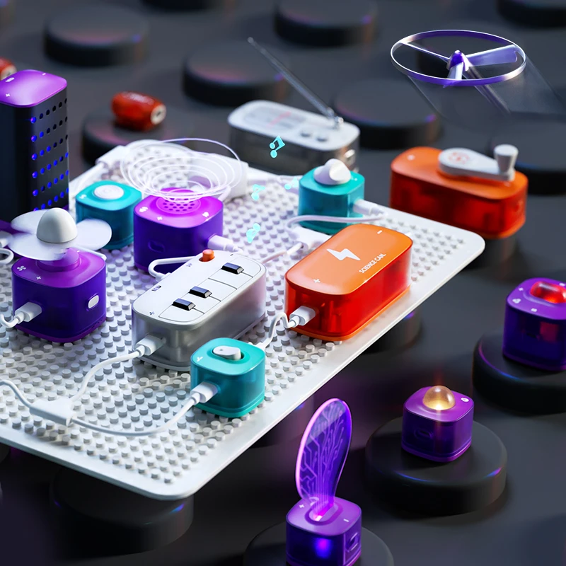 科学罐头电路积木电学颗粒拼装高档男女孩小学生益智玩具实验套装