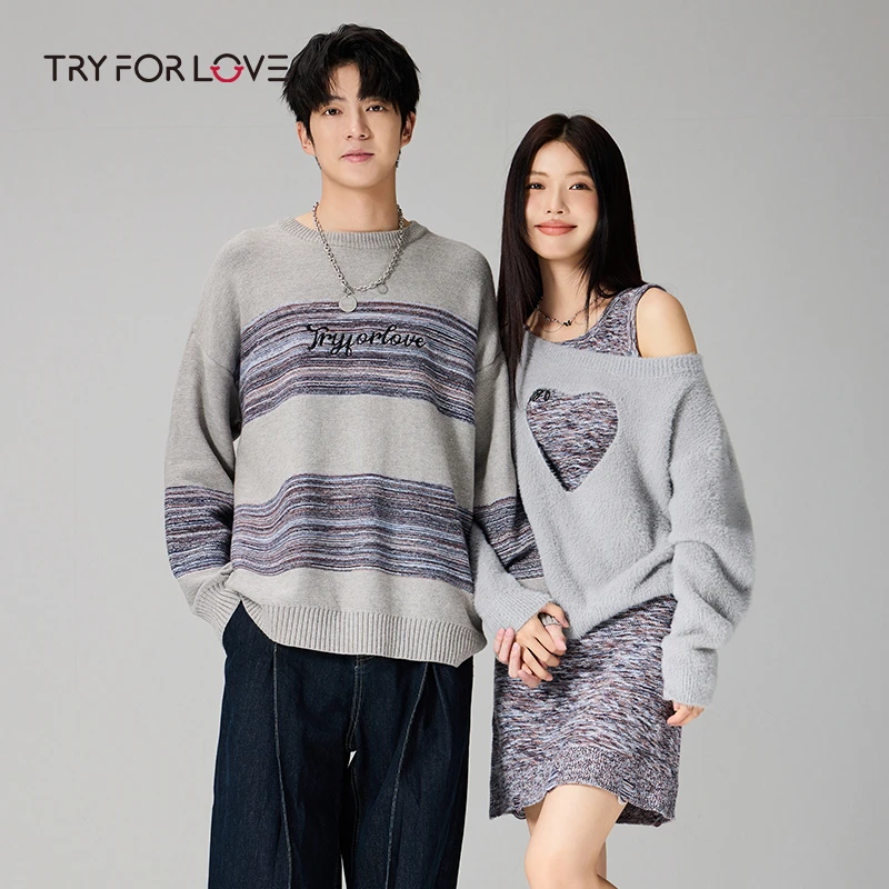 tryforlove情侣装针织毛衣连衣裙女2024秋冬季新款小众高级感裙装