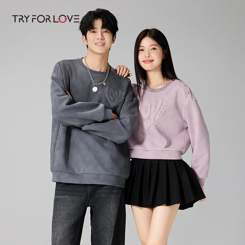 tryforlove【清仓】男女情侣装圆领卫衣2024春秋新款百搭休闲外套