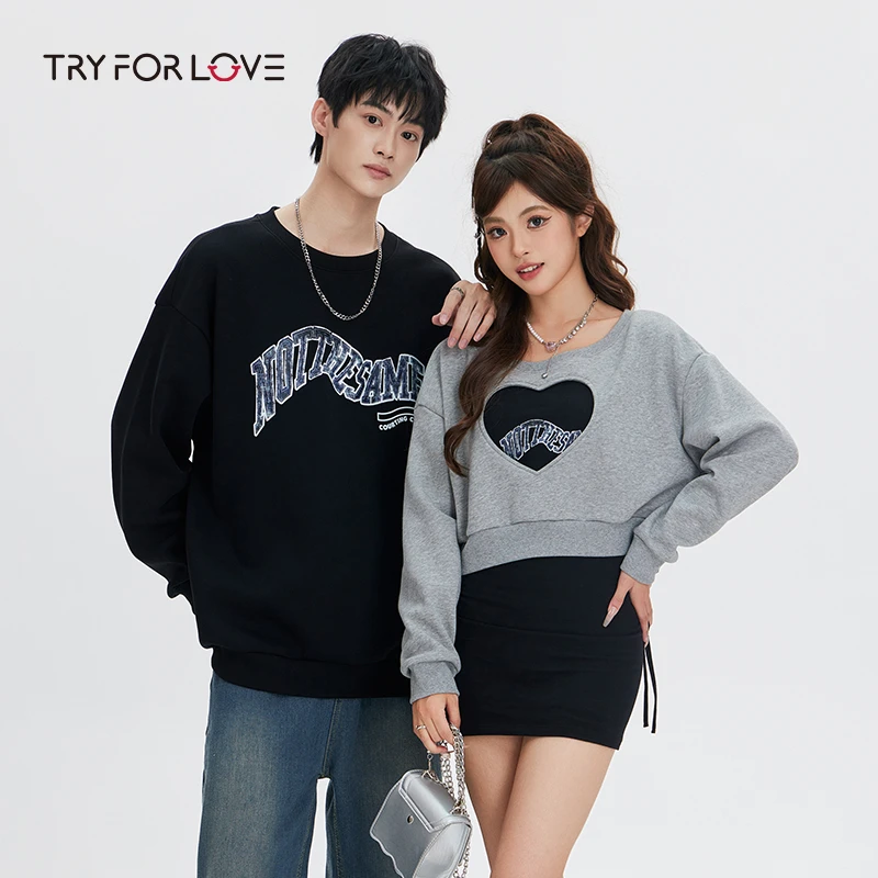 tryforlove秋季新款一衣一裙情侣装长袖时尚卫衣连衣裙真两件套装