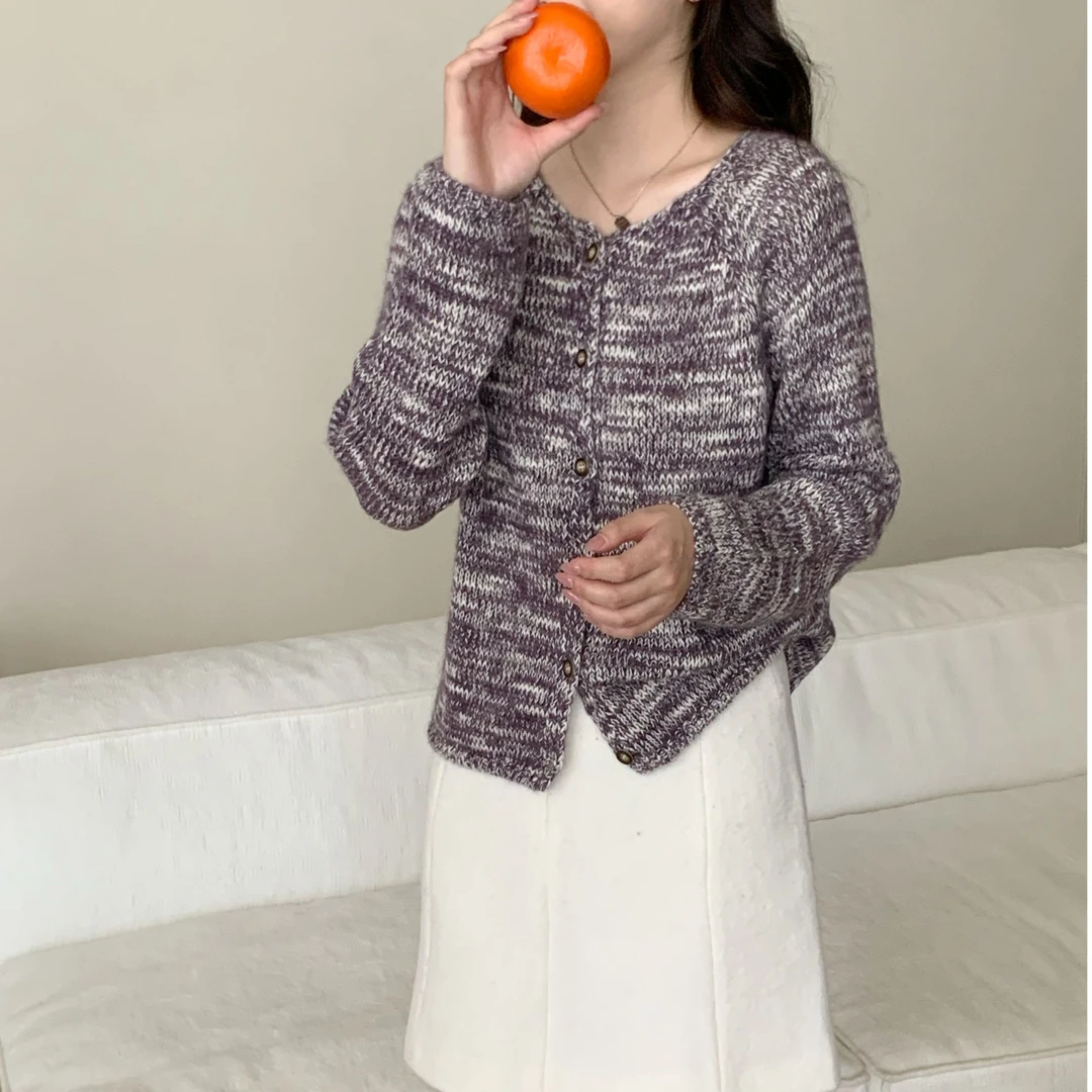 秋季新款-云朵绒-韩版撞色慵懒风开衫-8105