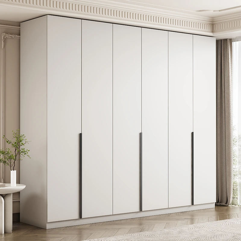 现代简约一门到顶家用卧室实木衣柜四六八门储物柜子简易衣橱